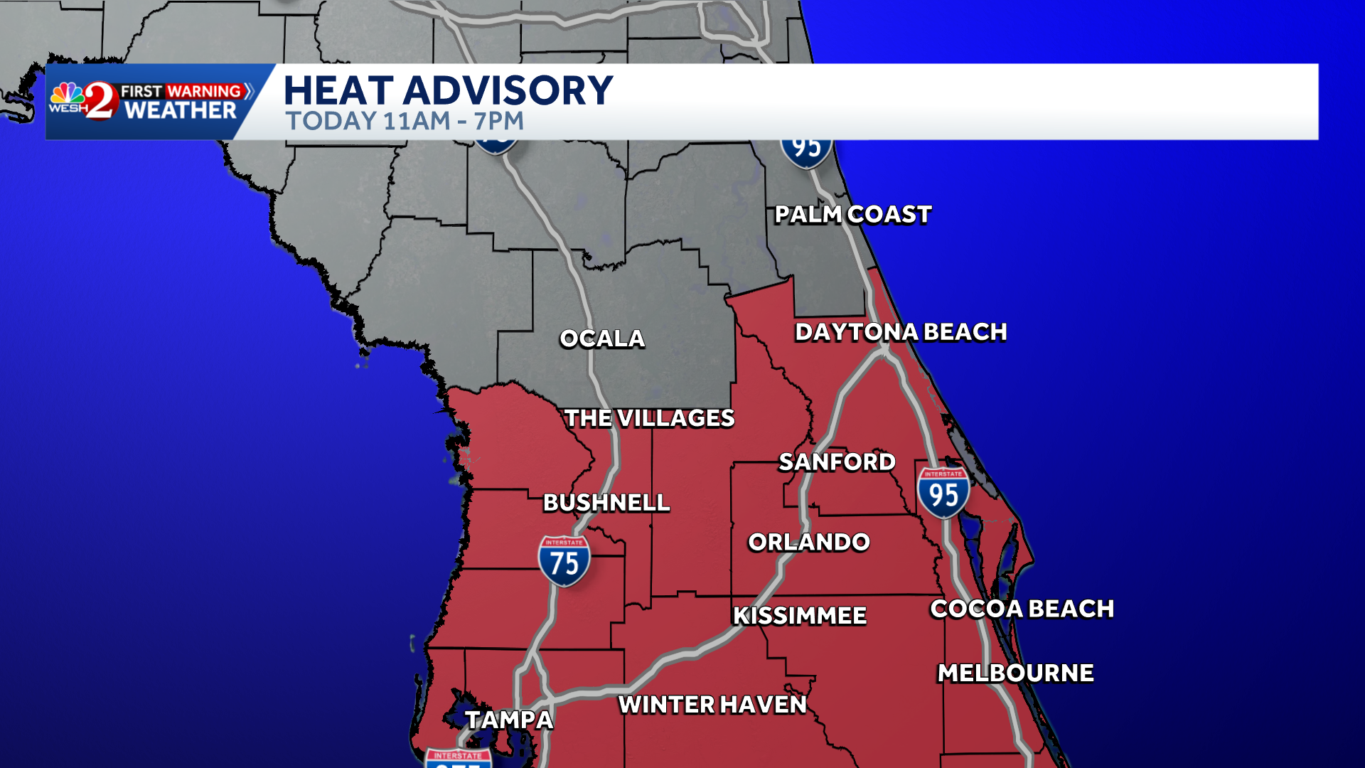Impact Weather: Central Florida under heat advisory as feels like temps climb to 110° — WESH 2 Orlando