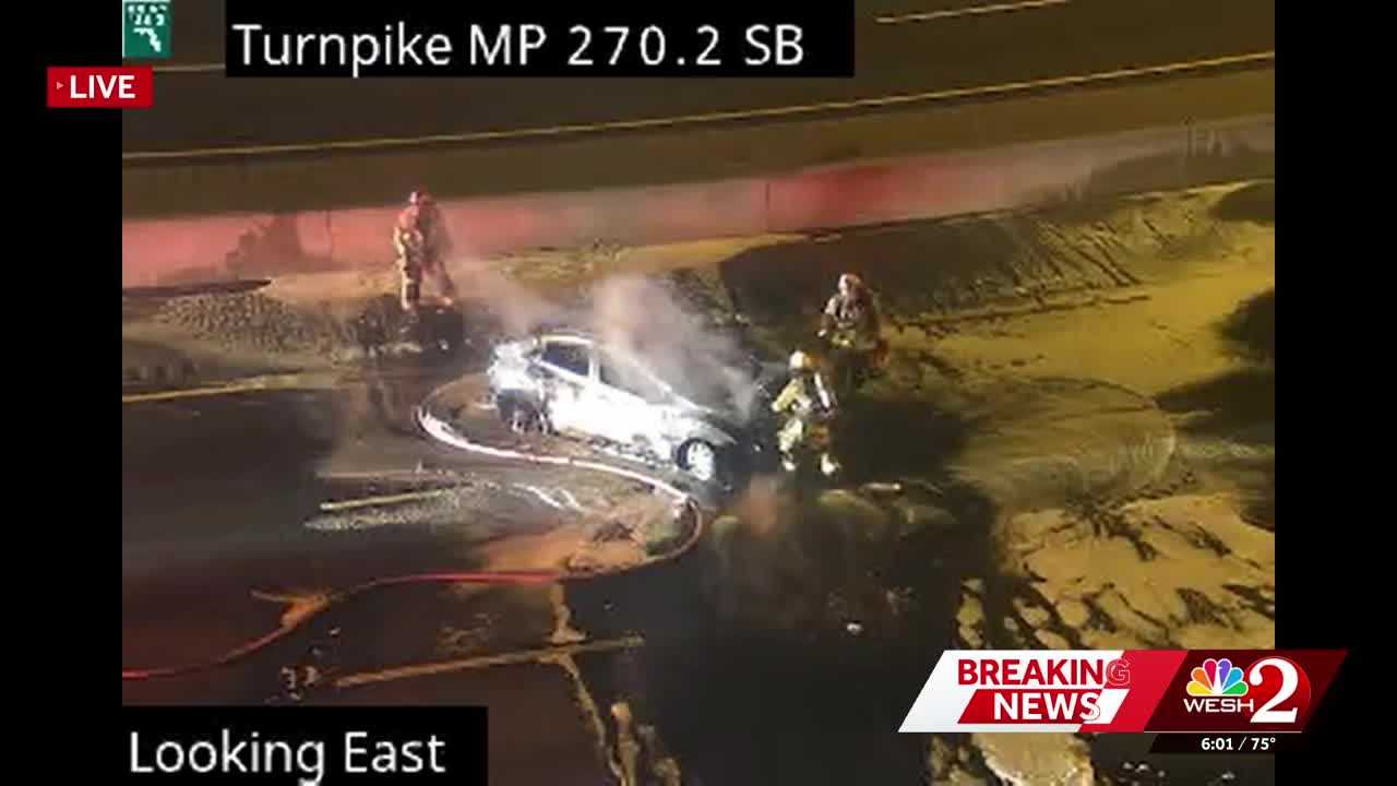 Video: Firefighters work to extinguish vehicle fire on Florida's Turnpike in Orange County — WESH 2 Orlando, Winter Park Community news