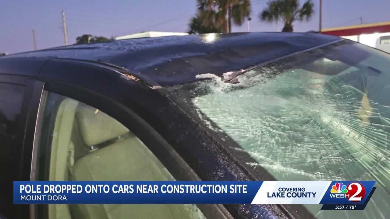 Pole falls on cars near Lake County roundabout work — WESH 2 Orlando, Winter Park Community news